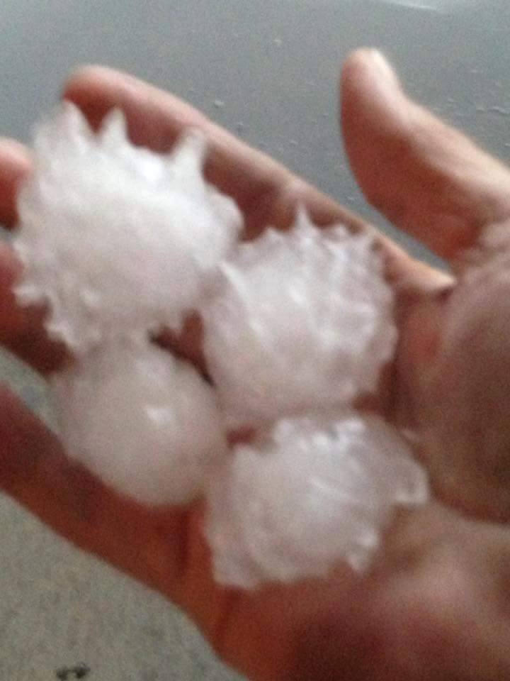 Large hailstones observed in Snowtown following a direct hit from a strong Supercell. Image Credit: Jayne Robinson