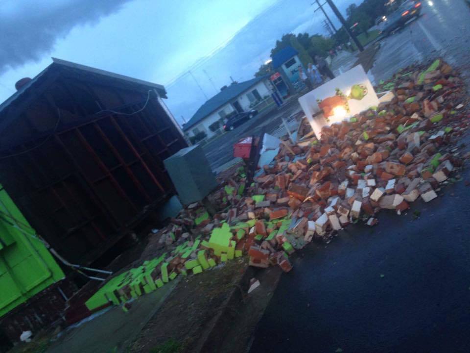 Entire wall crumbled at Gecko's in Parkes via Roxanne Gallacher