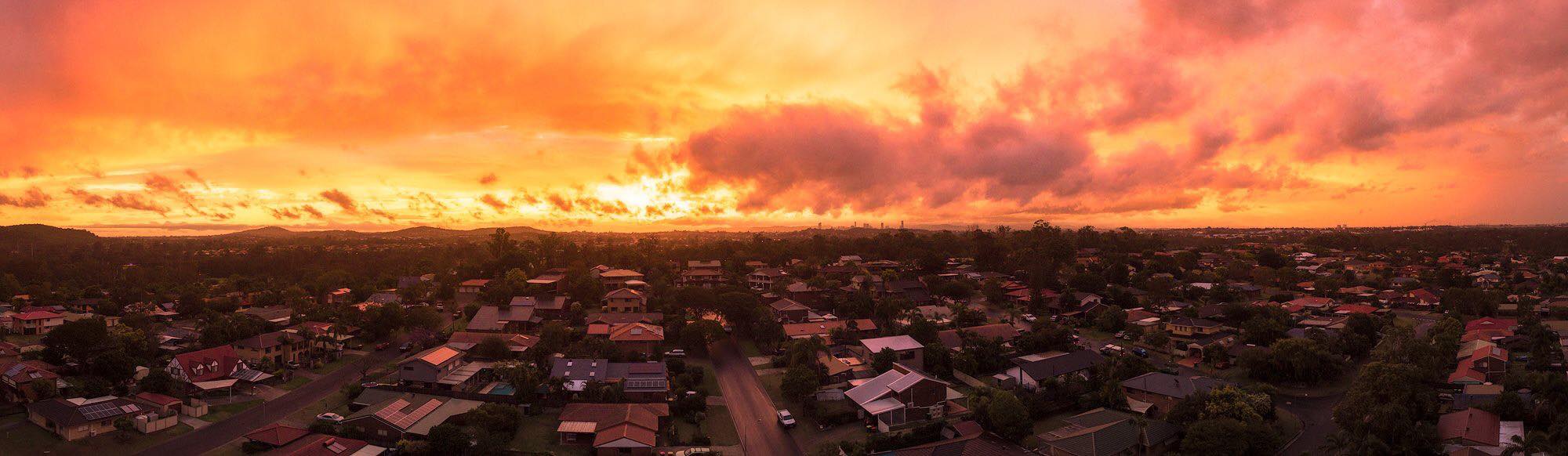 SEQ sunset via a drone captured by Shane Davac