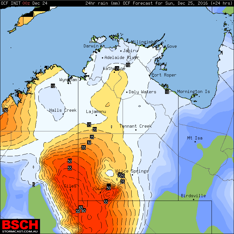 OCF Forecast Rainfall for Christmas Day via BSCH