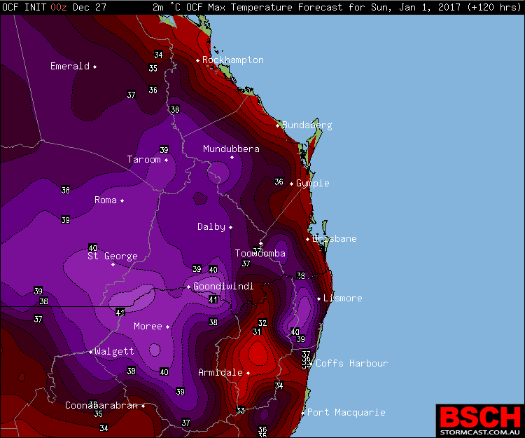 Forecast Maximums for Sunday, January 1st, via BSCH/OCF