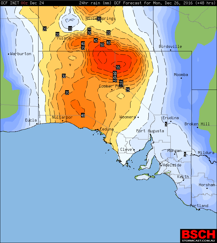 OCF Forecast Rainfall for Boxing Day via BSCH