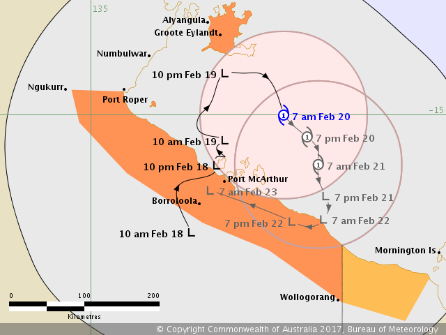 BOM Forecast Track Map of Alfred