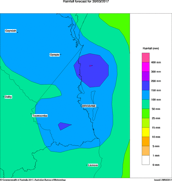 BOM Thursday Rainfall Forecast