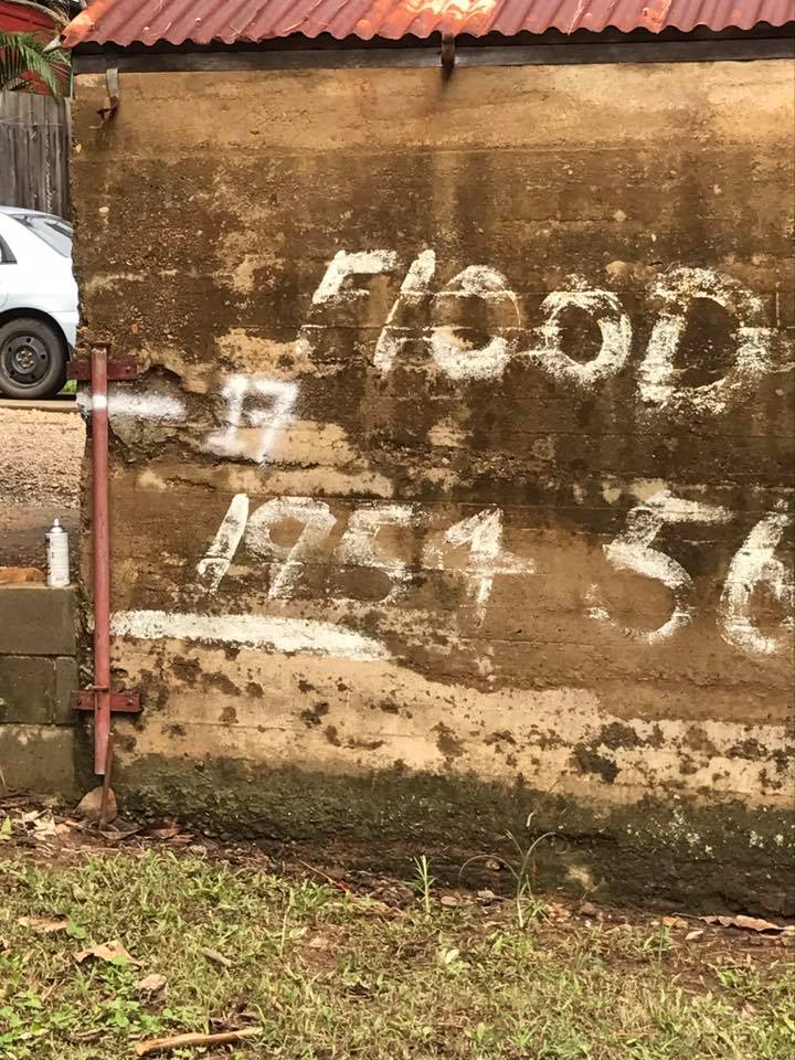 The 1954 flood line broken in Murwillumbah