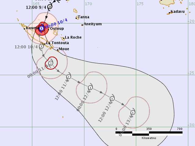 Fiji Metservice Forecast for Severe Cyclone Cook issued Midnight April 10th
