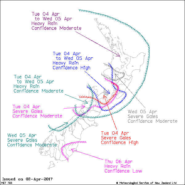 New Zealand Metservice Severe Weather Outlook
