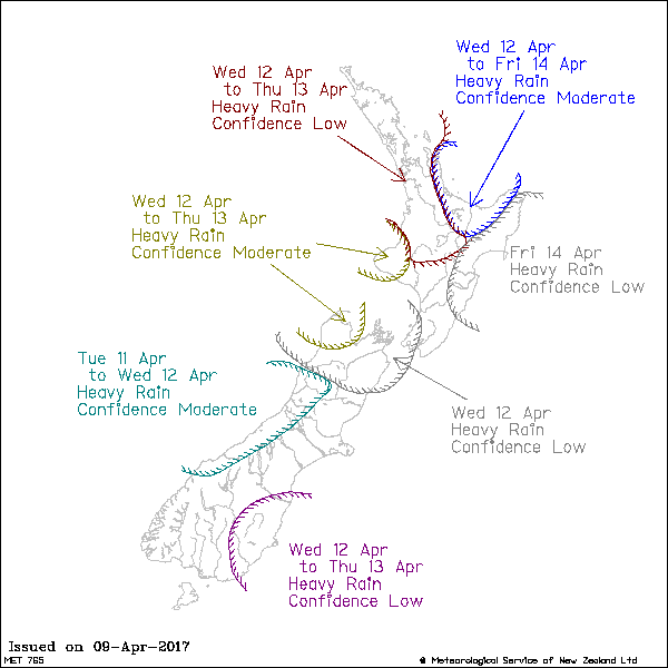 Metservice Severe Weather Outlook for Wednesday to Friday