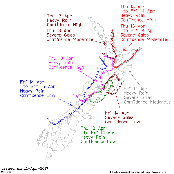 New Zealand Metservice Severe Weather Outlook