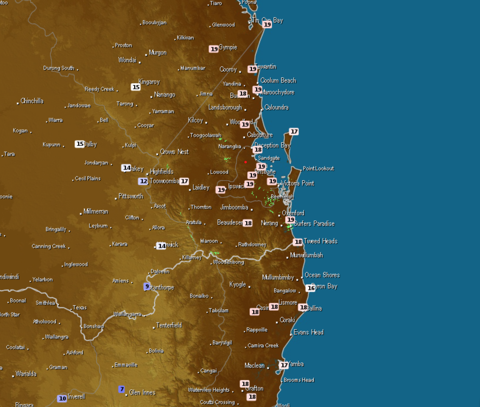 Temperatures during Saturday via Weatherzone