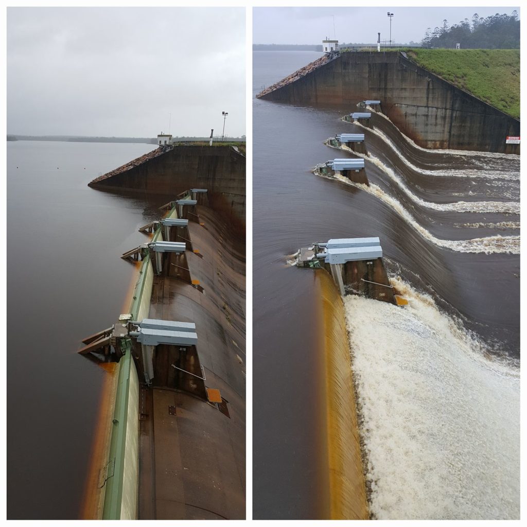 Lenthalls Dam Spillway, Maryborough before and after via Robin Williams