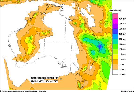BOM Forecast 4 day rainfall until Monday Night