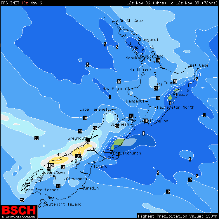 Forecast Rainfall via GFS / BSCH