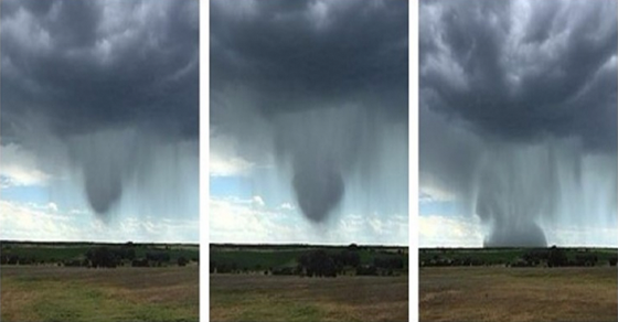 Credit: Peter Thompson who sent these photos into Higgins Storm Chasing in January 2015 of a wet microburst occurring 80km North-East of Roma