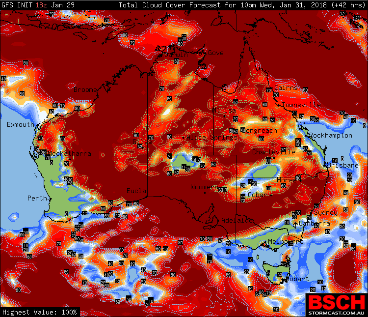 Forecast cloud coverage for 10pm AEST via BSCH (just prior to the total lunar eclipse)