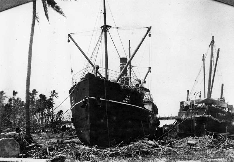 2 ships washed ashore and wrecked following the Mackay Cyclone. Image credit HERE