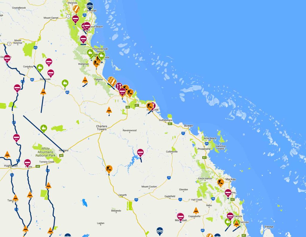 Current traffic conditions as of Saturday evening via QLD Traffic