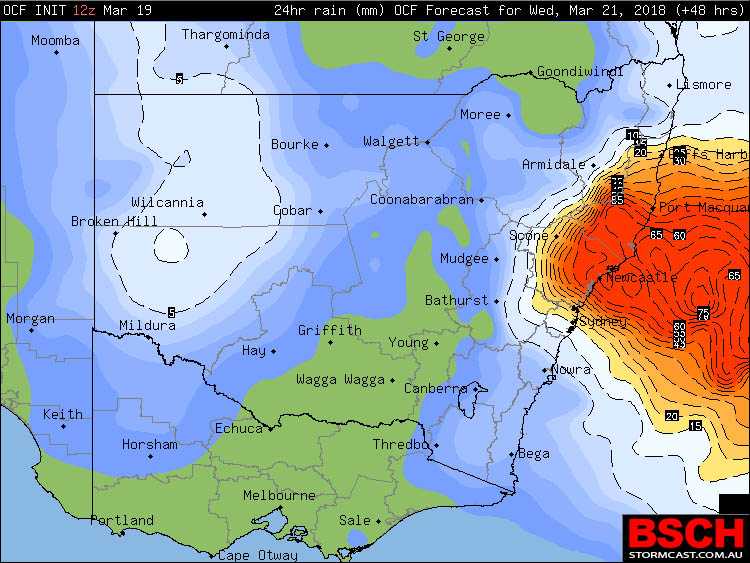 OCF Conservative Rainfall Forecast for NSW on Wednesday via BSCH