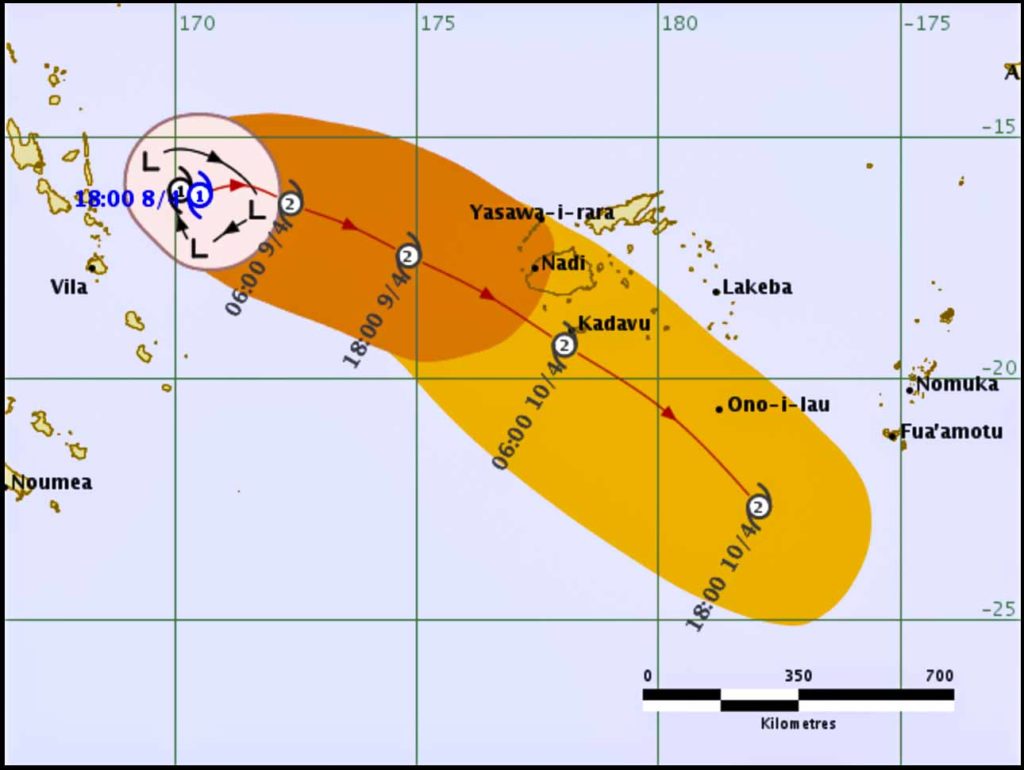 Click to zoom in on map! Fiji Metservice track map for TC Keni