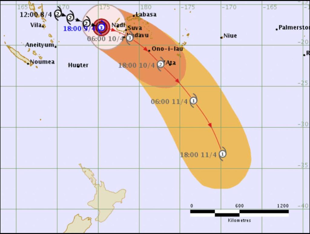 Severe Tropical Cyclone Keni official track map by Fiji Metservice