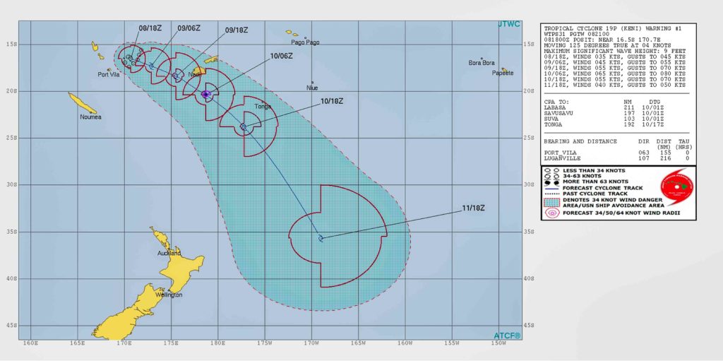 Click to zoom in on map! JTWC extended track map for TC Keni