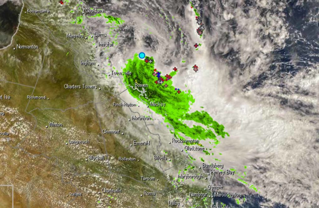 Weatherzone Radar for TC Iris as of 3pm AEST 3/4/18
